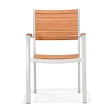 thumbnail of METRO Professional Sedia con schienale da esterno Lynx, alluminio / legno di eucalipto, 58 x 60 x 88 cm, con braccioli, impilabile, marrone / grigio