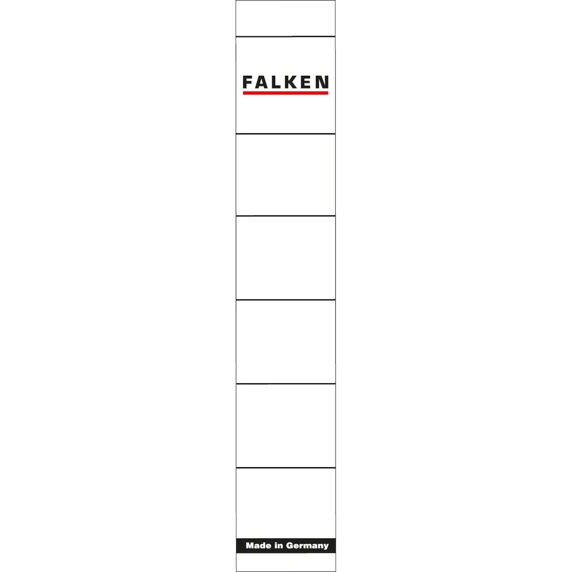Falken 80039639 Ordner-Rückenschild, Etiketten 54 x 190 mm für Wechselfenster für 8 cm breite Ordner - Weiß
