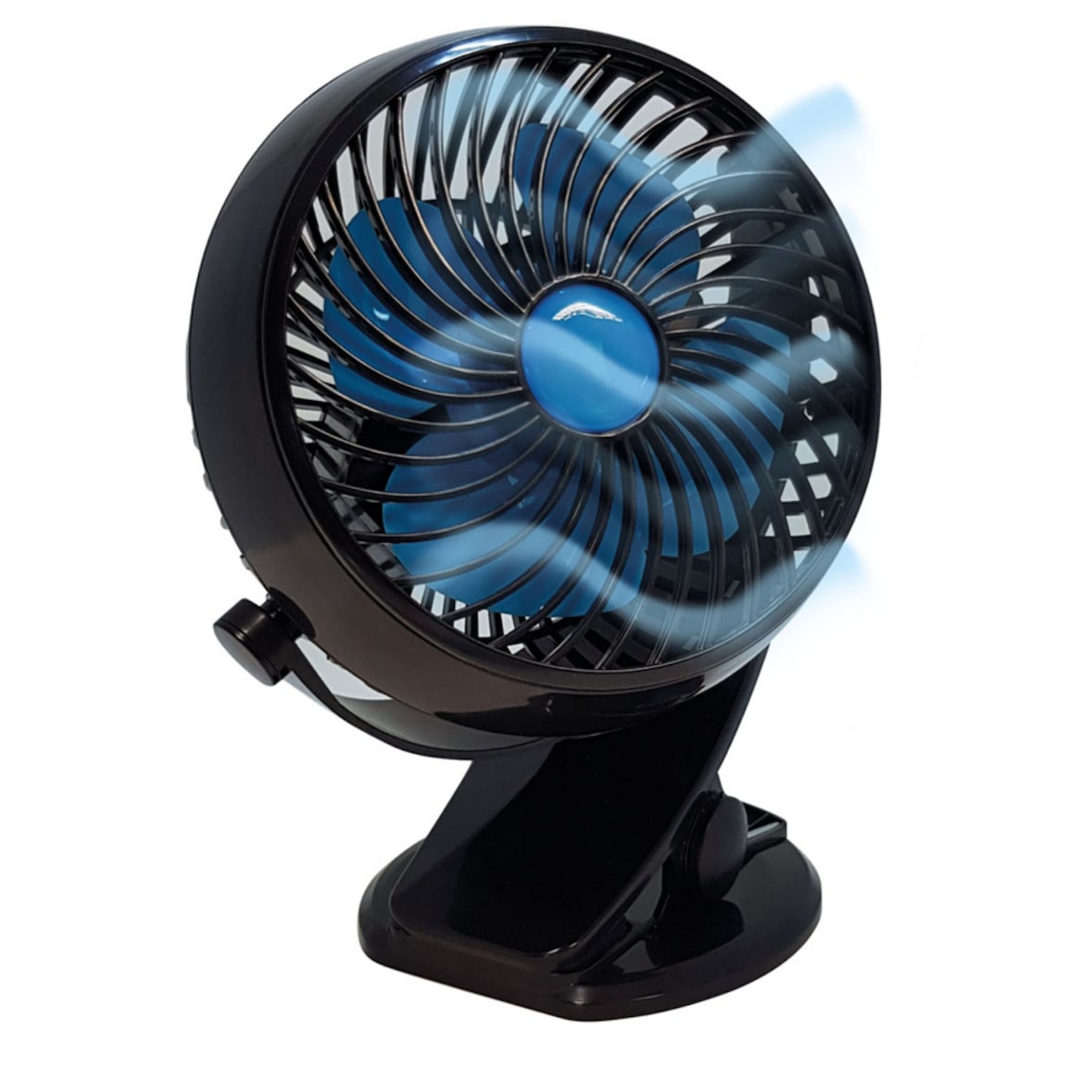 Starlyf Fast Fan, Mini Tischventilator, 18 cm, Ventilator kabellos, Akku, 360°, Befestigungsclip, USB, schwarz