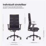 thumbnail of bümö SitzMeister Bürostuhl ergonomisch, Stoff & Netzbezug in schwarz - Ergonomischer Drehstuhl mit Rollen, Stuhl mit Armlehne, Synchronmechanik uvm.