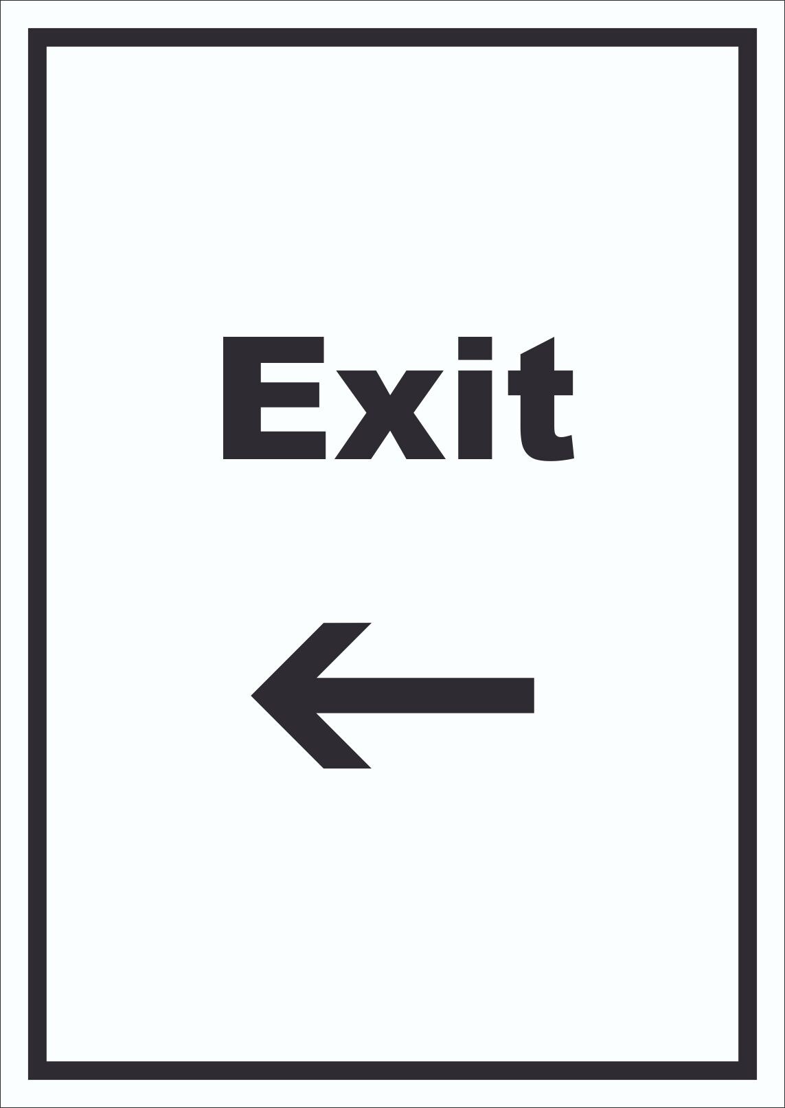 Exit Schild mit Text und Richtungspfeil links Ausgang hochkant A5 (148x210mm)