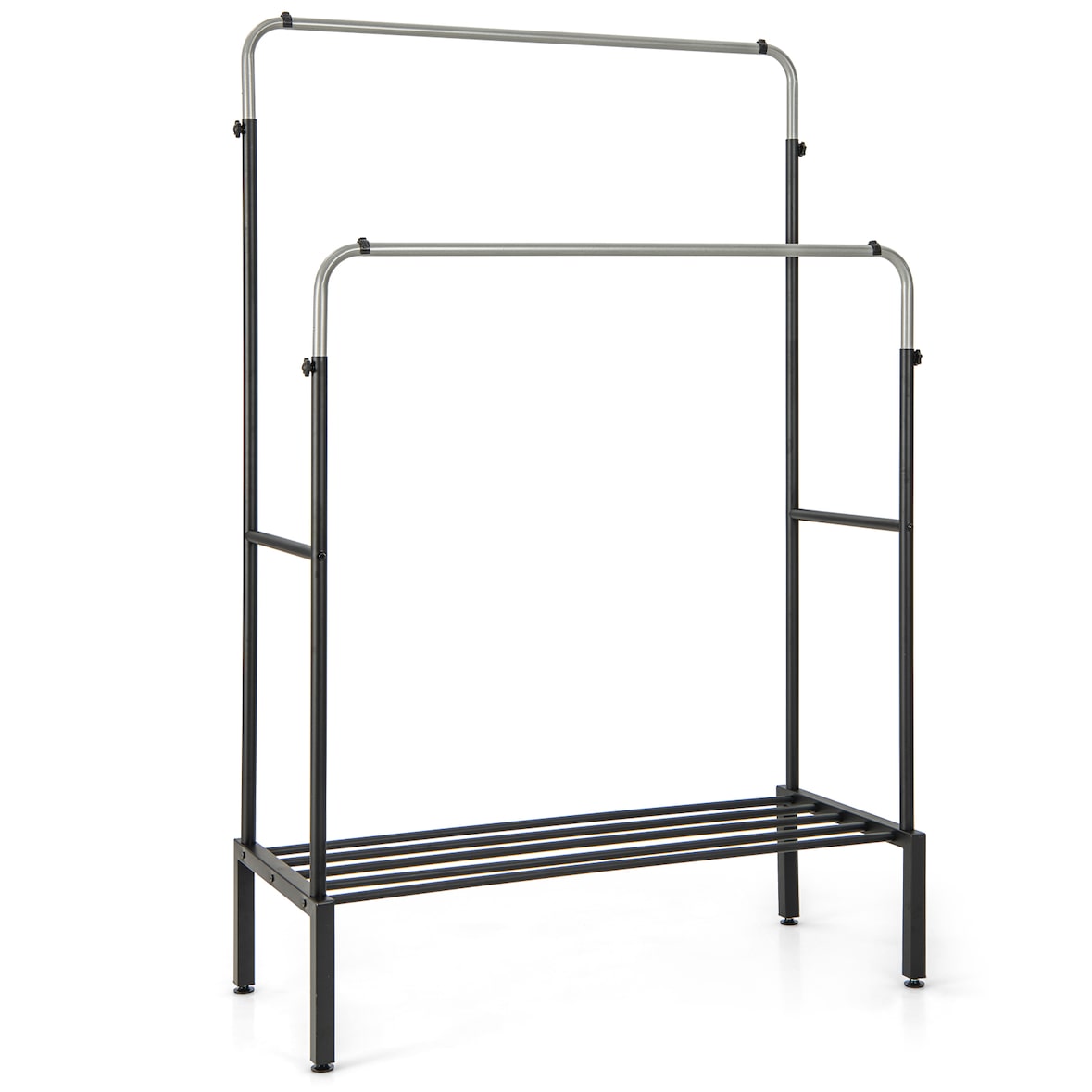 COSTWAY Kleiderständer mit 2 Kleiderstangen, doppelter Garderobenständer mit verstellbarer Höhe, 108 x 50 x 125 cm