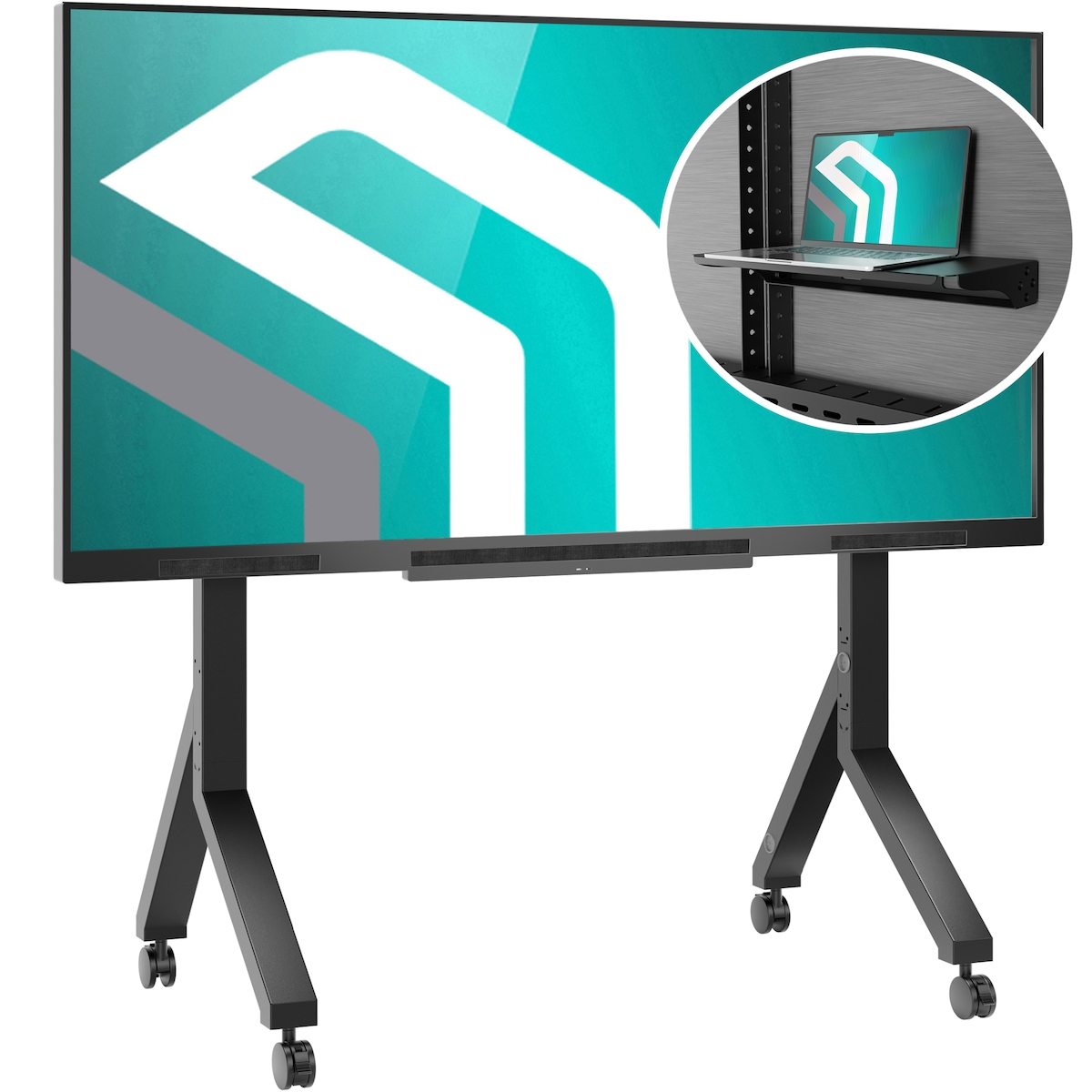 ONKRON TV Ständer rollbar für 70 - 110 Zoll Fernseher bis 120,5 kg, Fernsehständer höhenverstellbar max VESA 1000x800, Schwarz TS2081-B