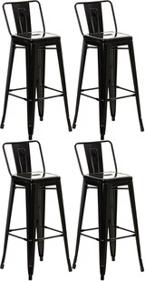 thumbnail of 4er Set Barhocker LEKEL - Metall Schwarz 44x43x96 cm | Barstuhl Mit Lehne Tresenhocker Tresenstuhl Kneipenhocker Kneipenstuhl