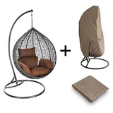 thumbnail of Hochwertiger Polyrattan Hängesessel Hängekorb Hängestuhl inkl. Regenabdeckung