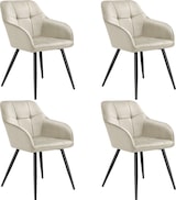 thumbnail of tectake Stuhl Marilyn, Samtoptik, gesteppt - 4er Set creme/schwarz