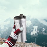 thumbnail of Relaxdays Thermobecher, 350 ml, für Heiß- & Kaltgetränke, dichter Kaffeebecher aus Edelstahl, BPA-frei, silber/schwarz