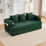 thumbnail of Merax 2-Sitzer Sofa, Schlafsofa Zusammenlegbares Kompressionssofa mit robustem Metallrahmen, Seitentaschen plus 3 Kissen, Emerald