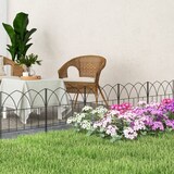 thumbnail of Vallas de jardín 205x45,5 cm set de 5 vallas decorativas para jardín de metal combinación libre barrera para animales para terraza patio césped