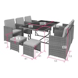 thumbnail of tectake Conjunto de ratán Málaga 6+4+1, funda impermeable  gris - 403867