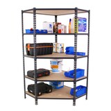 thumbnail of SimonRack Estanteria Esquina Metalica, 1800x900x300 mm, 5 Alturas Madera, 200 kg de Punto Flexión, Antracita - Maderclick Corner