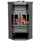 thumbnail of EEK A Eck-Kaminofen Victoria Panama2 mit Flügeltüren, schwarz, dauerbrandfähig – 9kW