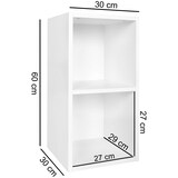 thumbnail of Standregal WL5.175 Holz 30x60x30 cm Modern Weiß Regal Klein, Weißes Wandregal Ablageregal Schmal, Kleines Bücherregal 2 Ablagefächer, Schmales Design