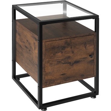 tectake Table de chevet Dudley 40 x 43 x 60,5 cm - Bois foncé industriel, rustique -404682