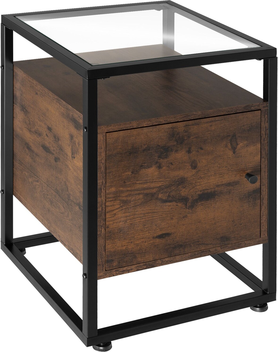 tectake Table de chevet Dudley 40 x 43 x 60,5 cm - Bois foncé industriel, rustique -404682
