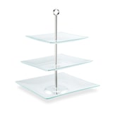 thumbnail of Relaxdays Etagere, 3-stöckig, eckig, Cupcakes, Kekse, Snacks, Obst, Glas, Edelstahl, Servierständer, transparent/silber