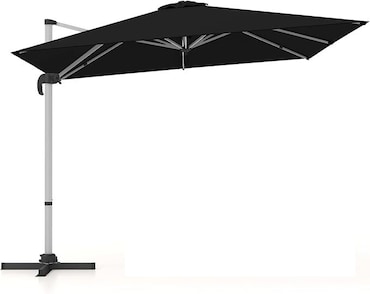 Guarda-sol retangular COSTWAY, guarda-sol grande com manivela, guarda-sol de jardim inclinável, giratório em 360°