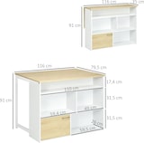 thumbnail of Moderner ausziehbarer Bartisch für 2 Personen, MDF mit 4 offenen Regalen & Schrank, 116 x 79,5 x 91 cm, Weiß & Holzoptik