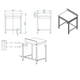 thumbnail of Table de travail EASYLINE / accessible par le dessous avec rebord surélevé, 800 x 600 mm
