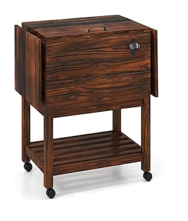 SOARS Box Frigo Rotolante 51 Litri, Bar Mobile per Esterni 128 x 42.5 x 74 cm, Tempo di Conservazione 2-4H, 2 Ripiani Laterali Piegevoli