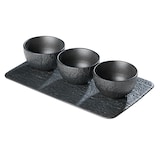 thumbnail of CHEF CUISINE Dipschalen Set mit Tablett schwarz – 4er Set Mini Dipschalen Porzellan seidenmatt