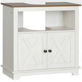 thumbnail of kleankin mueble para debajo del lavabo de madera armario de baño de suelo mueble bajo lavabo de pie con 2 puertas y estante 60x30x60 cm blanco
