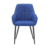 thumbnail of Möbilia Armlehnstuhl | Bezug Leinen | Gestell Metall | gesteppter Rücken | B 55 x T 46 x H 86 cm | blau-schwarz | 10020018 | Serie STUHL