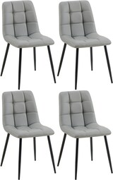 thumbnail of Décoshop26 -4er-Set Esszimmerstühle mit quadratischen Ziernähten grauen PVC-Sitzflächen und schwarzen Metallbeinen 10_0007656