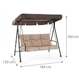 thumbnail of Columpio de jardín Madagascar de 3 plazas - 184 x 120 x 160 cm - Estructura marrón