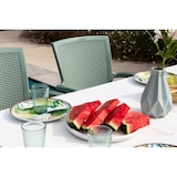 thumbnail of Set de 4 chaises monobloc en polypropylène avec fibre de verre, effet rotin, empilables pour extérieur et jardin, bar et restaurant - Diana - Sauge