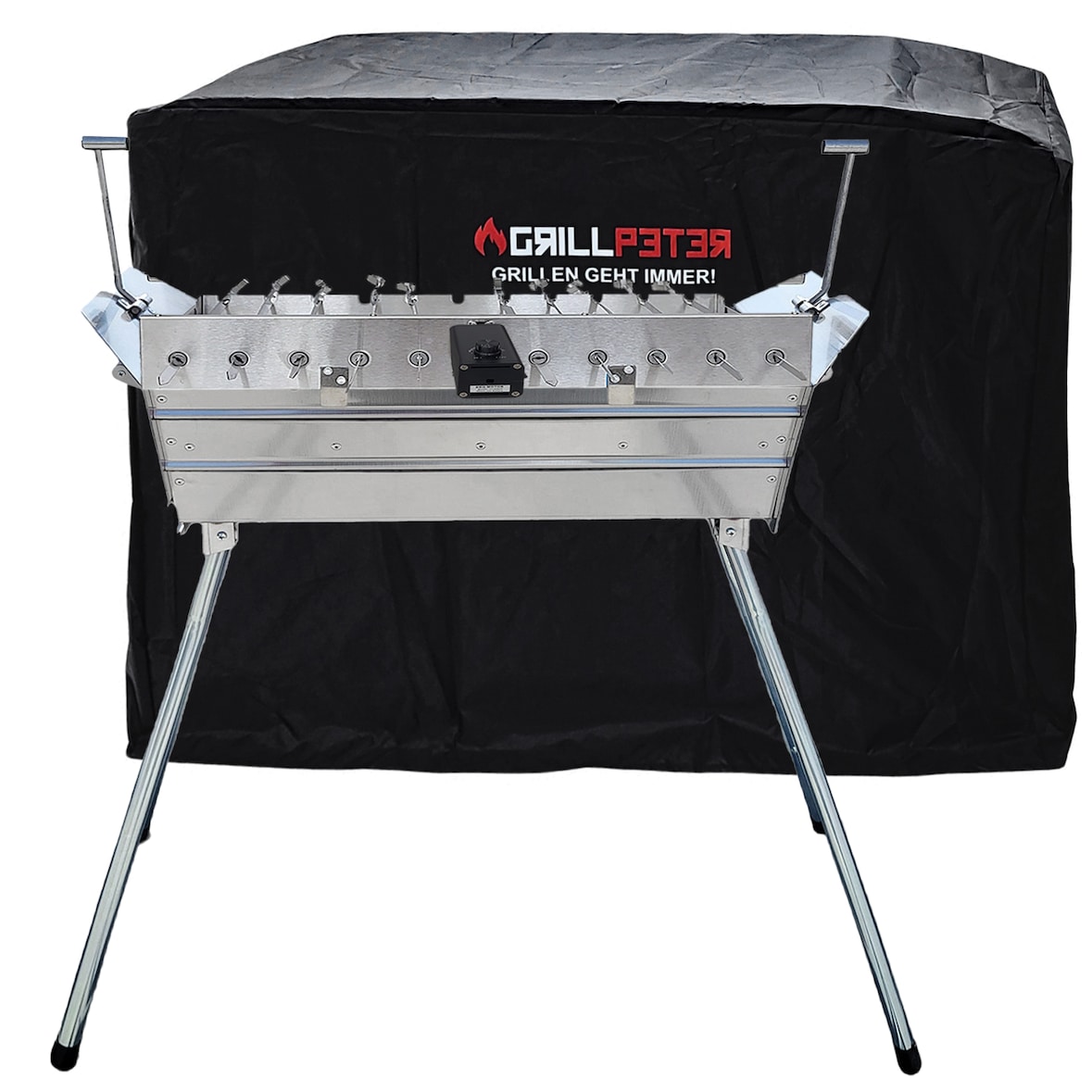 Mangal Ararat Edelstahl 2mm Schaschlikgrill 11er Drehspieß Haube Elektromotor