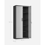 thumbnail of Metallschrank 180 x 80 x 40 cm, 5 Ebenen, Mehrzweckschrank,  aus Pulverbeschichteter Stahl, verstellbare Ablagen, silbern-schwarz