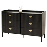 thumbnail of Kommode HWC-O39, Highboard Schrank, 6 Schubladen Melamin MDF 80x120x44cm ~ Holzoptik schwarz
