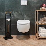 thumbnail of Relaxdays WC Garnitur, Bambus, Edelstahl, stehender Klopapierhalter, Toilettenbürste mit Bürstenhalter, schwarz/natur