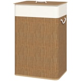 thumbnail of Wäschekorb Bambus 40x30x60 cm Braun mit Deckel und herausnehmbarem Wäschesack 72 L, Metallgestell pulverbeschichtet, mit Griffen
