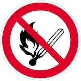 thumbnail of Aufkleber Feuer, offenes Licht und Rauchen verboten ISO 7010, Folie,Ø 50 mm,10 Stück/Bogen