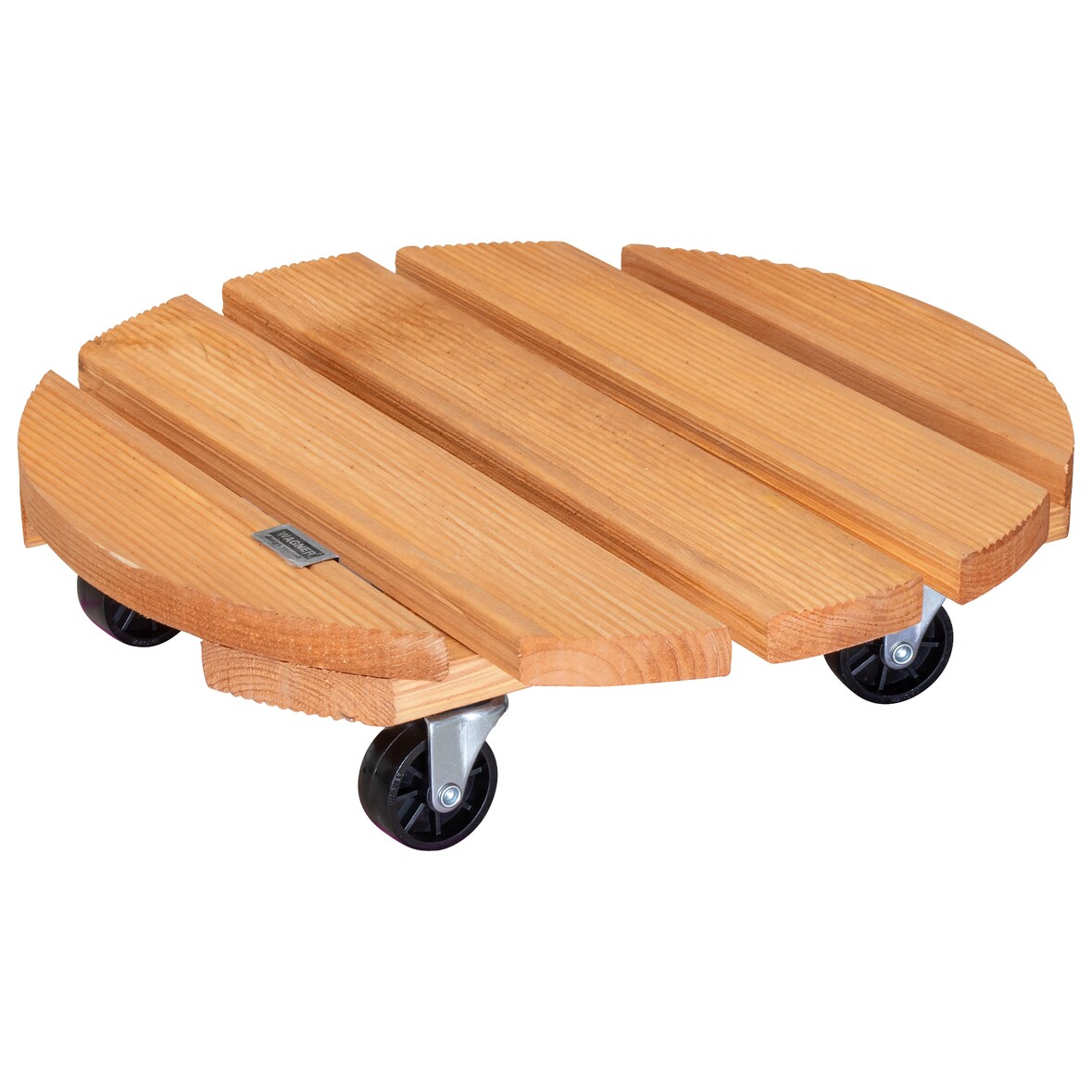 WAGNER Pflanzenroller TOSCANA Ø 38 x 10,5 cm, innen & außen, Holz geriffelt, terracotta, max. 150 kg, EU Ware - 20016301