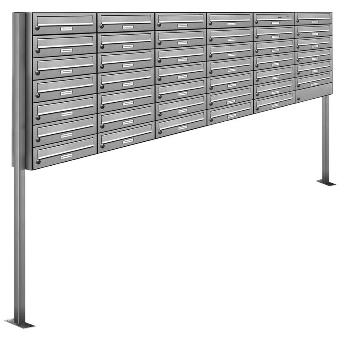 AL Briefkastensysteme 41 Fach Premium Edelstahl Stand Briefkasten Anlage für Post A4 modern, robust, wetterfest, Artikelnummer: 132V41S6