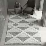 thumbnail of Teppich 3D-Effekt Geo-Muster Skulptural Waschbar Strapazierfähig Wohnzimmer Esszimmer Grau 80x150 cm OEKO-TEX – GENF von Kadima Design