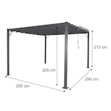 thumbnail of Pergola HWC-L40, Garten Lamellen-Pavillon Terrassenüberdachung, 8cm-Alu-Gestell Stoff/Textil, 3x3m anthrazit