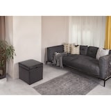 thumbnail of Hocker Sitzwürfel Sitzhocker Aufbewahrungsbox Onex, mit Deckel, Leder + Kunstleder, 45x44x44cm FSC® ~ schwarz