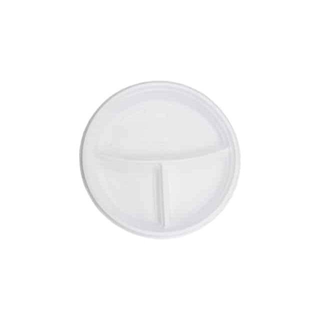 Commerline 800 Stück 3-geteilt Mehrwegteller Plastikteller Kunststoffteller