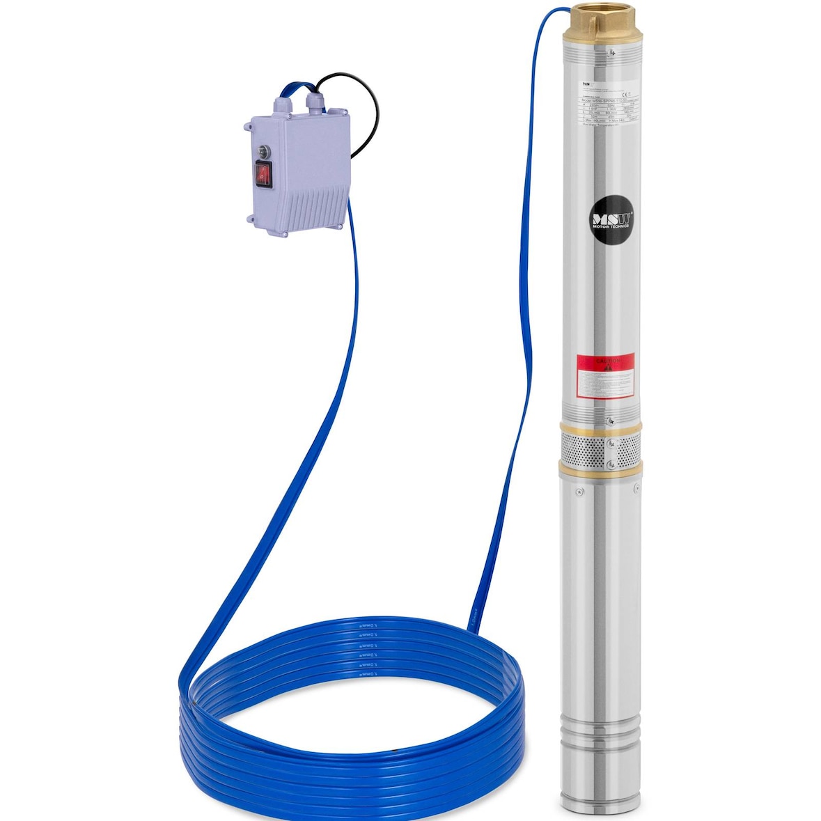 MSW Brunnenpumpe - 95 mm / 3,75'' - 10 800 l/h - 1100 W - 50 m Kabel / 51 m Förderhöhe - Edelstahl