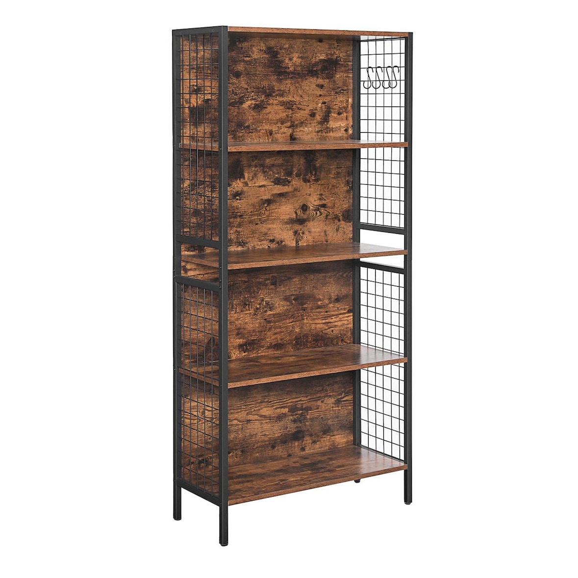 Helloshop26 - Estantería de 4 niveles para libros y objetos decorativos estructura de acero resistente con ganchos en forma de S en 12_0004247