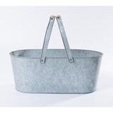 thumbnail of Jinfa | Metallwanne verzinkt | Zink | Höhe: 16,3 cm, Oben: 41,8 x 21,2 cm | 1 verzinkte Metallwanne mit 2 Metallhenkeln und Holzgriffen | Pflanztopf,
