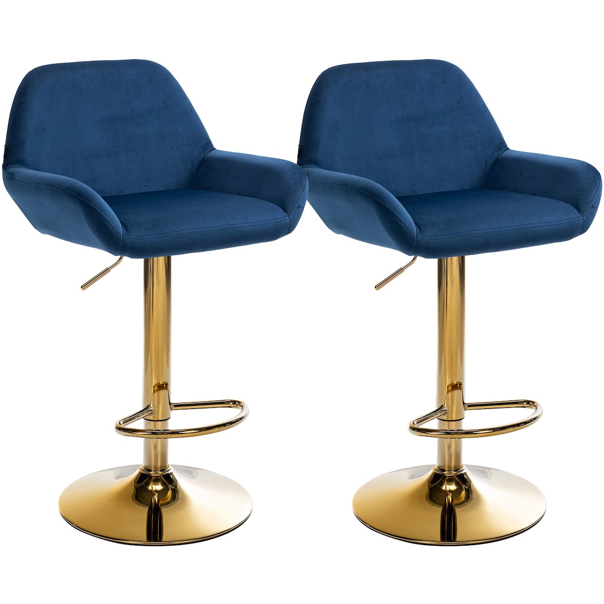 2er Set Barhocker Braga Gold Samt blau
