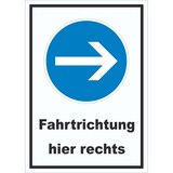 thumbnail of Schild Fahrtrichtung hier rechts A4 (210x297mm)