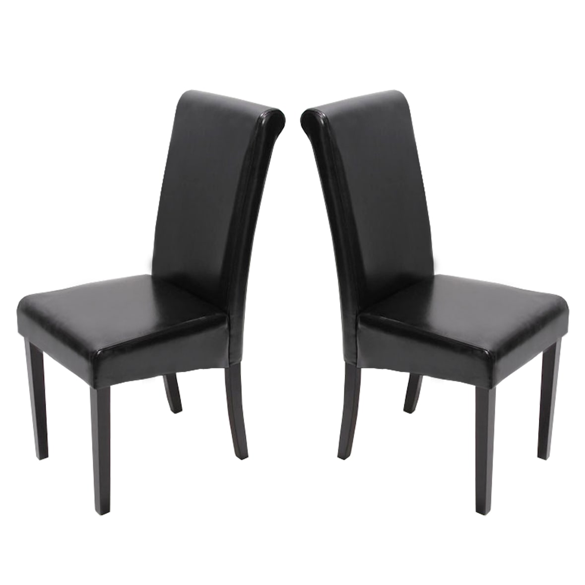 2er-Set Esszimmerstuhl Stuhl Küchenstuhl Novara II, Leder ~ schwarz, dunkle Beine