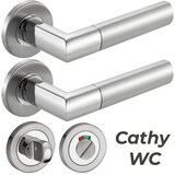 thumbnail of Türbeschlag Edelstahl Drückergarnitur CATHY Zimmertür Türgriff oval WC - Badezimmer Edelstahl glanz