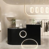 thumbnail of Kleine Empfangstheke, moderne Kassentheke und Rezeption, geeignet für Geschäfte, Kosmetikstudios und mehr Schwarz 200×60×100cm【H Paopao 200】